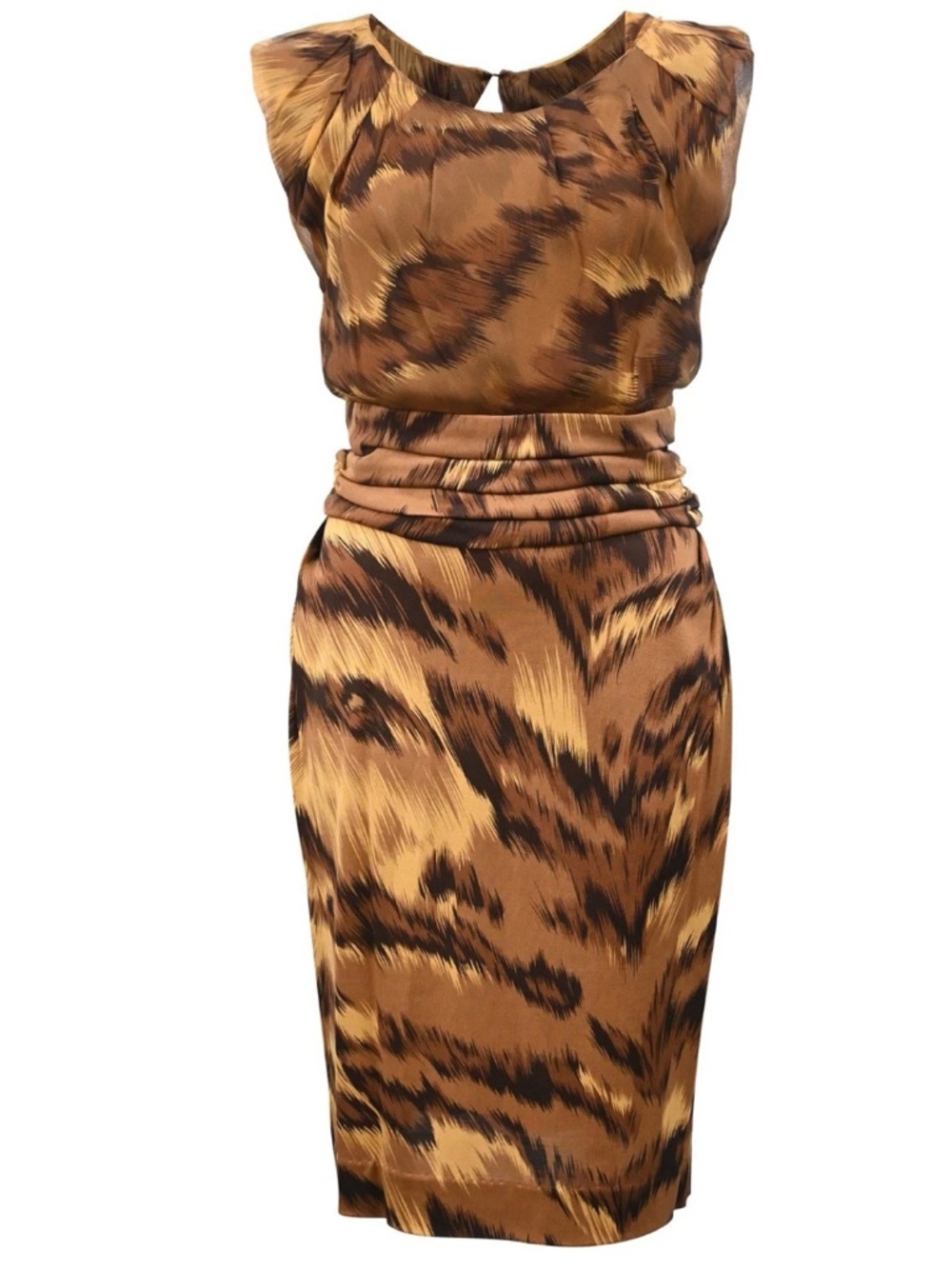 Diane Von Furstenberg Brown and Tan Animal-Print Mini Dress